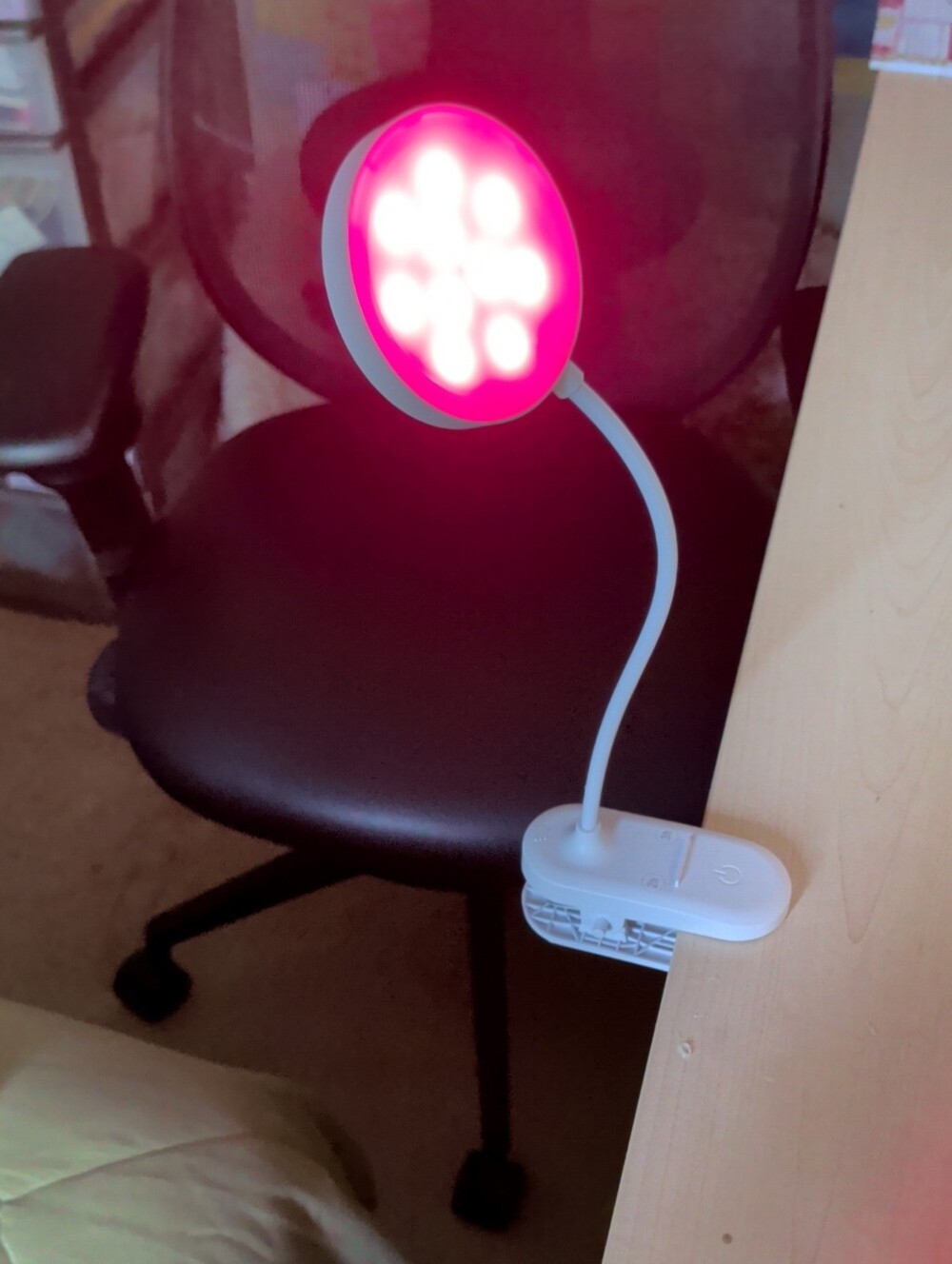 Flexible Clip-On LED Light - White with Pink Glow